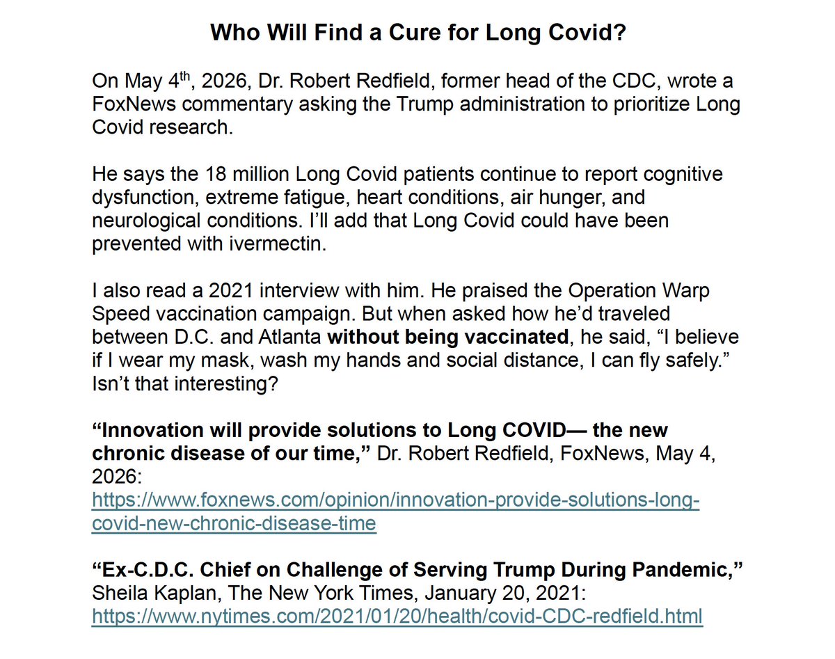 CCHFreedom's tweet photo. WHO WILL FIND A CURE FOR LONG COVID?

The Health Freedom Minute is presented daily by Twila Brase — President and Co-founder of Citizens’ Council for Health Freedom — and heard in 48 states Mon-Fri on more than 870 radio stations nationwide. 

Listen to today's Health Freedom Minute here: https://t.co/SjxhnkRjs4