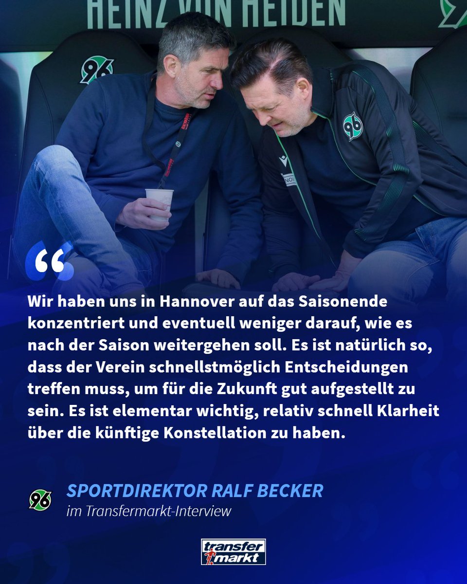 PhlipMarq's tweet photo. 🔊Sportdirektor Ralf #Becker spricht im @Transfermarkt-Interview über den verpassten Aufstieg, sein Bekenntnis zu Trainer Christian #Titz und Kaderbaustellen. Zudem macht der Interims-Sportchef deutlich, weshalb #h96 schnelle Entscheidungen auf Führungsebene treffen muss. 👀 https://t.co/Z6A19U1x5V