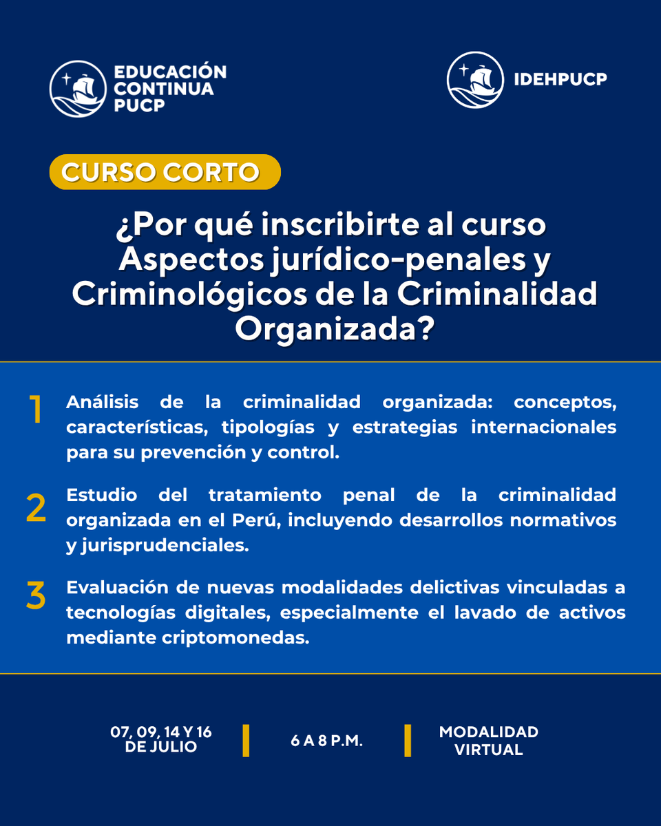 idehpucp's tweet photo. 🔎El lavado de activos virtuales es la nueva tipología del crimen organizado

🗓️ 07, 09, 14 y 16 de julio
⏰ 6:00 p.m. a 8:00 p.m.

Más información: https://t.co/d8pCb7sm5z https://t.co/SFojKaAcxg