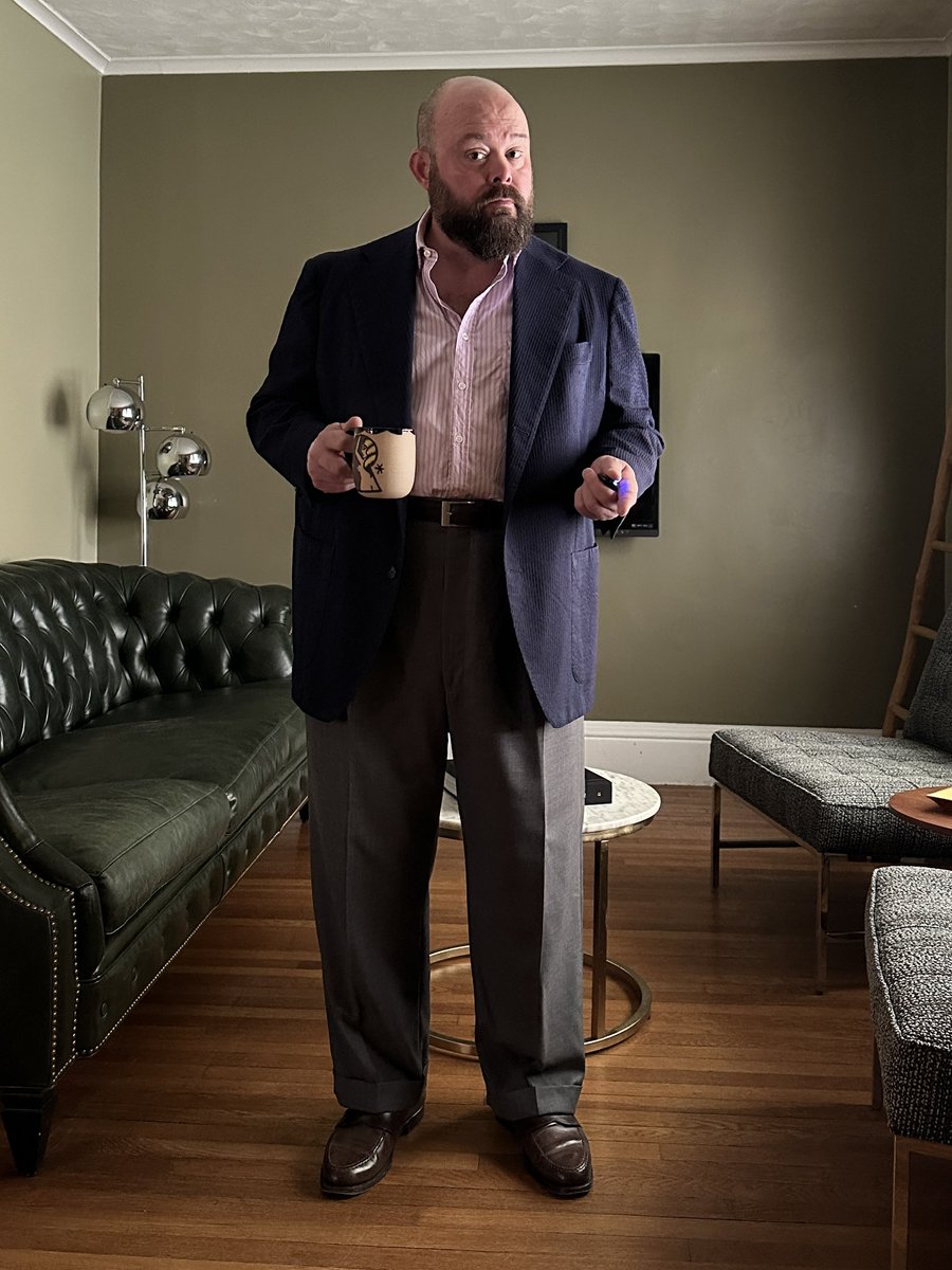 DavidLaneDesign's tweet photo. Navy seersucker. Lavender twill. Gray gabardine. Brown cordovan. https://t.co/2wSwDFknVh