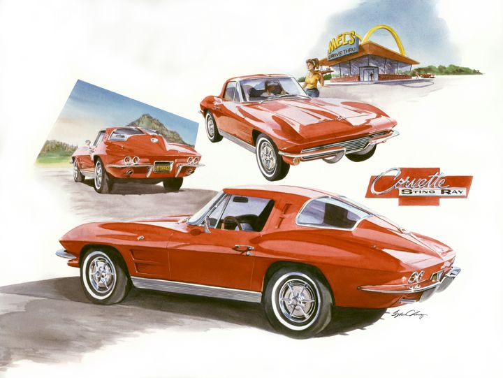 ChaneyByron's tweet photo. Art of the Day! "63' Split Window Corvette". Buy at: https://t.co/4f35geXhdm https://t.co/dw9FUkm9X3