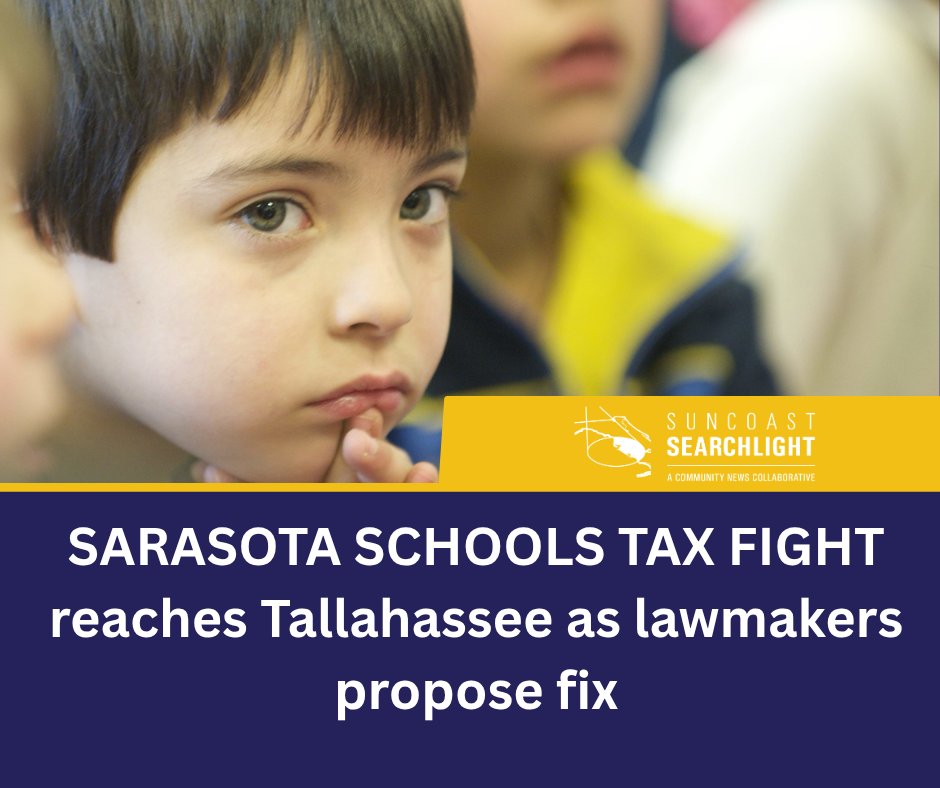 SunSearchlight's tweet photo. A fight between Sarasota County Schools and Tax Collector Mike Moran over millions in voter-approved school tax dollars has reached Tallahassee, where lawmakers are proposing a fix that could settle who pays the collection costs. https://t.co/4GCBErKKX2 https://t.co/oSukPNGmLp