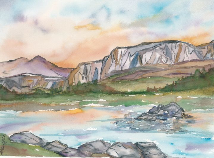 CoachKemnitz's tweet photo. Art of the Day! "A river runs through at sunset". Buy at: https://t.co/2YEfi2LPwm https://t.co/275zo5ZjpX