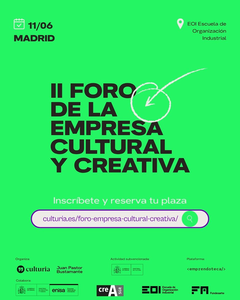 culturia_es's tweet photo. _
Una iniciativa de @culturia_es, Juan Pastor Bustamante @JuanPastorBus, subvencionada por el Ministerio de Cultura @culturagob, @iccgob a través de @emprendoteca_es . Colabora @enisa, @CREASGR, @eoi, @Fundesarte https://t.co/2z0xbePEdx