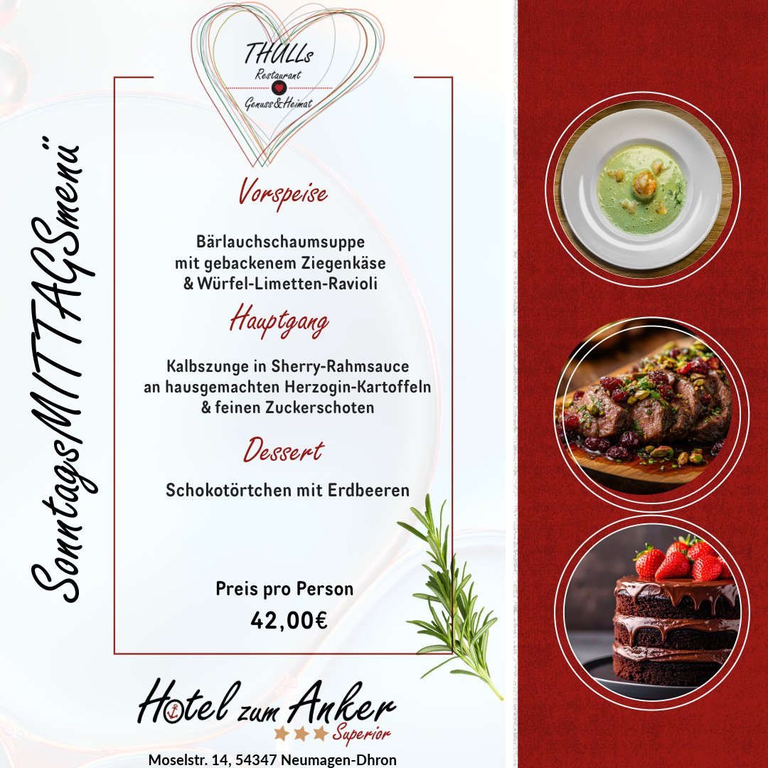 mlinsenbold's tweet photo. Unser SonntagsMITTAGSmenü für den 31.05.2026

Tischreservierungen unter Tel.: +49 6507 6397

Am kommenden Sonntag kochen wir für Euch:

#kulinarik #mosel #neumagen #moselkulinarik #wanderlust #moselsteig #Spargel https://t.co/JK0ql9EmxB
