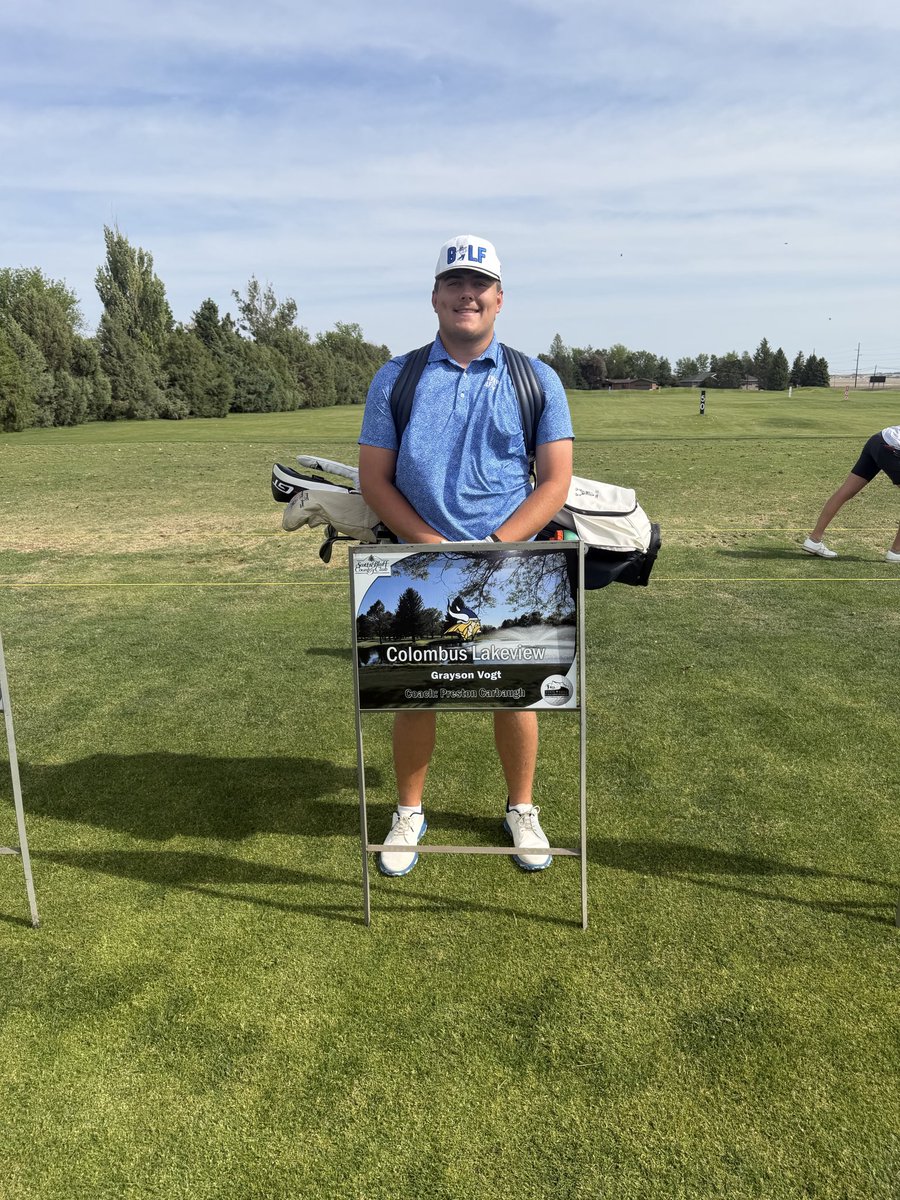 VikesBoysGolf's tweet photo. Grayson Vogt ready to go in Scottsbluff! #lakeviewvikes https://t.co/jACJRgb7C5