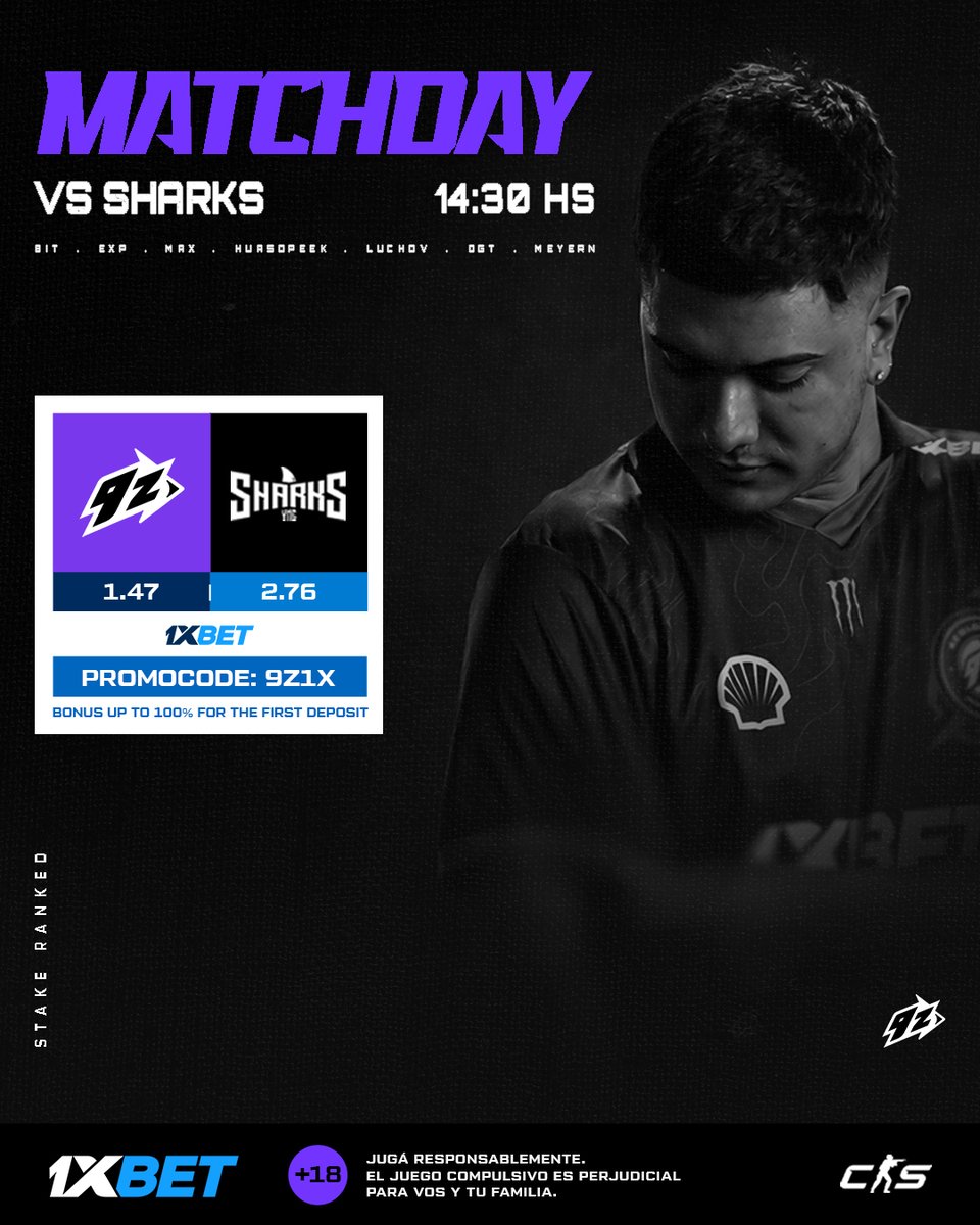 9zTeam's tweet photo. Es hoy, llegó la hora de dar nuestro primer paso en la Stake Ranked Episode 2

🆚 @sharksesportsgg 
⏰ 14:30 🇦🇷🇺🇾🇧🇷 | 13:30 🇨🇱 | 11:30 🇲🇽 | 19:30 🇪🇸
🖥️https://t.co/neno62Hlc2 

Los esperamos en unas horas en el canal de la rana #TodoVioleta💜 https://t.co/vTMpg3OXjf