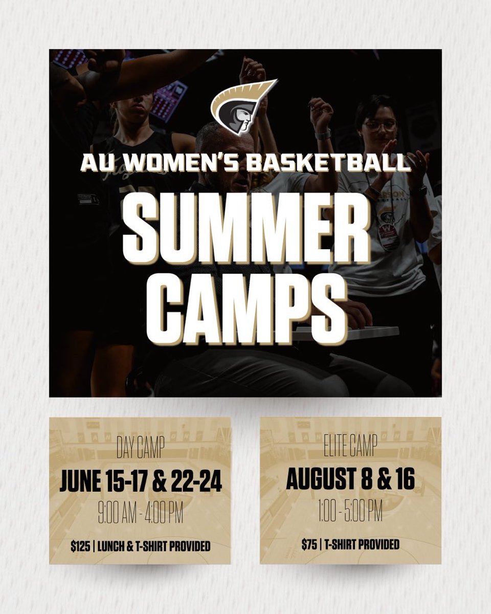 Coach_JB_'s tweet photo. School is out, Camp Season is Here!

Day Campers K-12 looking for fun and improvements to your game, sign up!

Future Prospects looking to be evaluated and add something for next season, sign up!! @AUTrojansWBB 

https://t.co/Z4nKK0DOZA https://t.co/DO0eXqU9fm