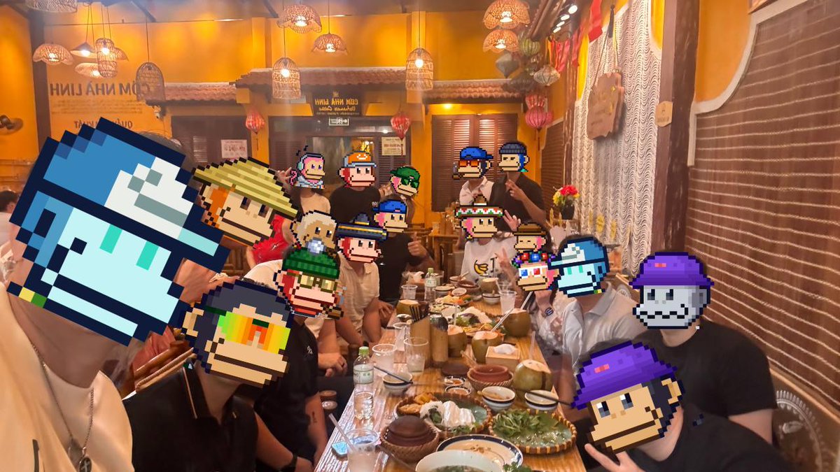 nomadngx's tweet photo. It's amazing to see so many Monkes in one place, coming together to vibe and build cool things.

A truly warm and meaningful lunch gathering with the whole crew. @agvbtc, @KimNguyen314, @melxor0x and @hanjaycrypto hosted such a great event and bringing the community together.

Reject humanity. Return to monke.
@MonkeDAO