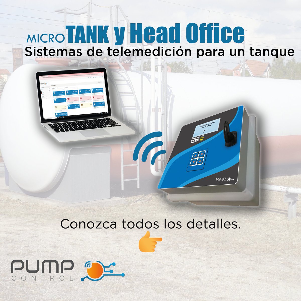 PumpControlSRL's tweet photo. Micro TANK es un potente sistema de telemedición que le permitirá controlar de forma precisa el stock de un tanque de combustible a kilómetros de distancia gracias a Head Office.
Conozca todos los detalles. ☝ https://t.co/nieHCvL5uc https://t.co/ScD8sKGrFx