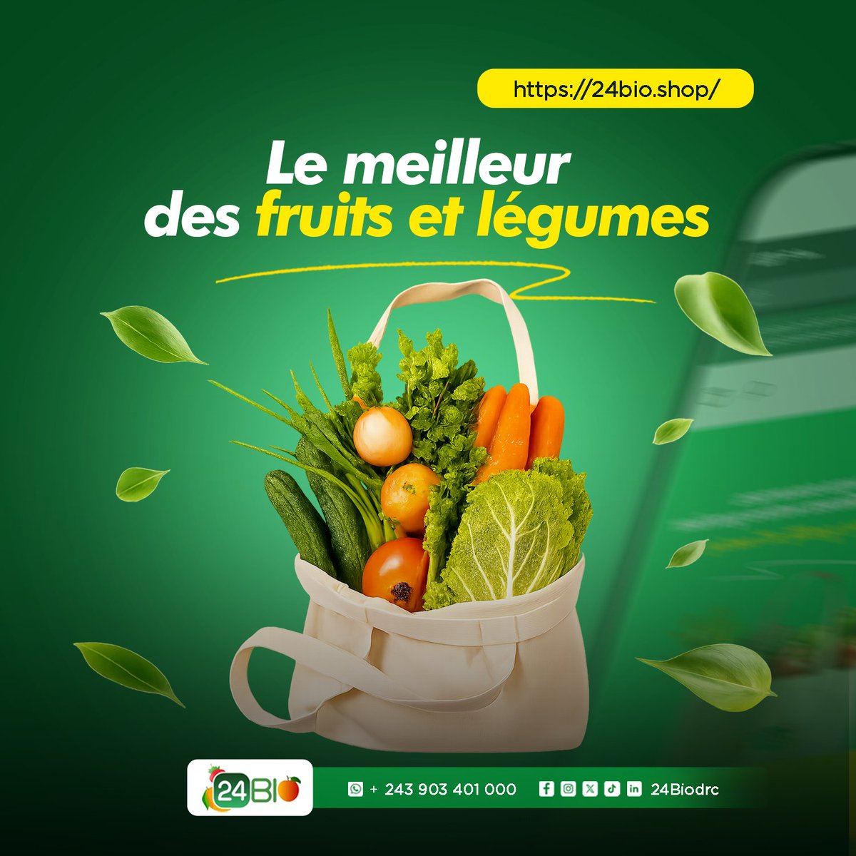 24Biodrc's tweet photo. Le meilleur des récoltes chez vous en moins de 24h!
#24biodrc #voscoursessansstress
#onvouslivrechezvous #fruitsetlegumesdesaison https://t.co/qKCZTuuun1