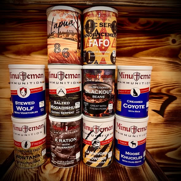 SportingSystems's tweet photo. Some companies package ammunition in neat little cardboard boxes with tactical names and serious expressions.
We packed ours like emergency pantry supplies for people whose problems include bears, engine blocks, suspicious noises in the woods, and occasionally dinosaurs.
From Olympia Style FAFO and Parabellum Mushroom with Gravy to Cream of Whoop Ass, Predator’s Reckoning, and Fire-Roasted Kodiak Chunks, the Ammo by the Can collection combines serious ballistic performance with the kind of shelf-stable branding decisions that probably should have been supervised.
Whether you’re feeding a carry gun, a wheelgun, a precision rifle, a lever action, or something that legally qualifies as “enough gun,” there’s a can for the occasion.
Pantry staples.
Backcountry essentials.
Nutritionally questionable stopping power.
Featuring:
• 9mm, 10mm, .45 ACP
• .38 Special +P through .500 S&W
• .223, 6 Creedmoor, .300 Blackout, 30-06, 45-70, 458 SOCOM, 50 Beowulf and more
Because preparedness starts in the canned goods aisle.
Pack accordingly.
https://t.co/StZnhEJwSV
