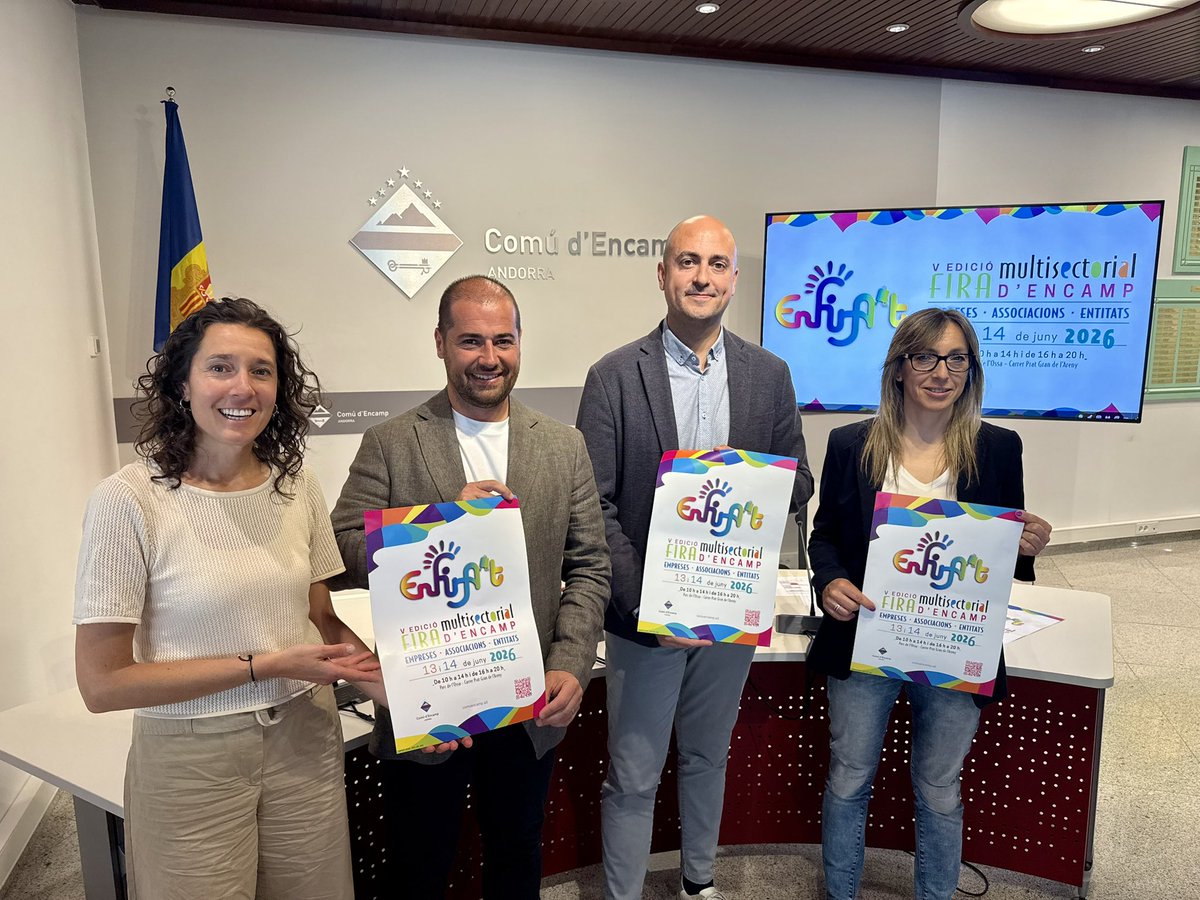 ComuEncamp's tweet photo. 🚐🎉 L’Enfira’t 2026 arriba a Encamp els dies 13 i 14 de juny amb més de 65 expositors, activitats per a tothom, música, gastronomia, caravaning i sorteigs de vals de compra! 🛍️🎟️
ℹ️ https://t.co/oQrHJXurHe

#Encamp #Andorra #enfirat2026 #enfiratencamp https://t.co/VodSIoPcE8