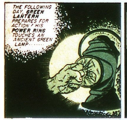 dcu_chambers's tweet photo. "The Following day, GREEN LANTERN prepares for action! His POWER RING touches an ancient green lamp........" https://t.co/lFyPDdDoQ4