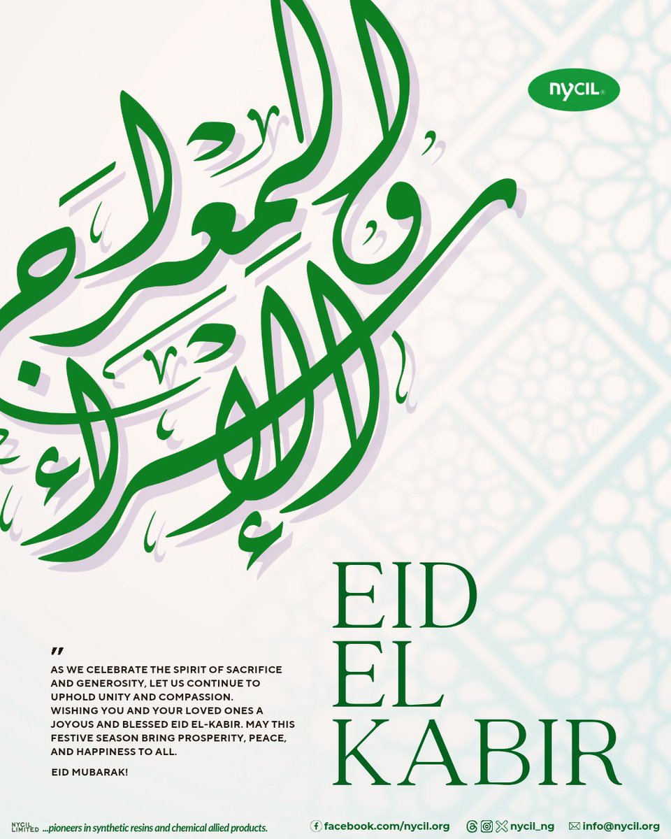 Nycil_NG's tweet photo. May this celebration bring peace, blessings, and joy to you and your loved ones. 🕌🤲

#EidElKabir #EidMubarak #Faith #Sacrifice #Gratitude #Blessings #Peace #Nycil https://t.co/y6afe2cAYt