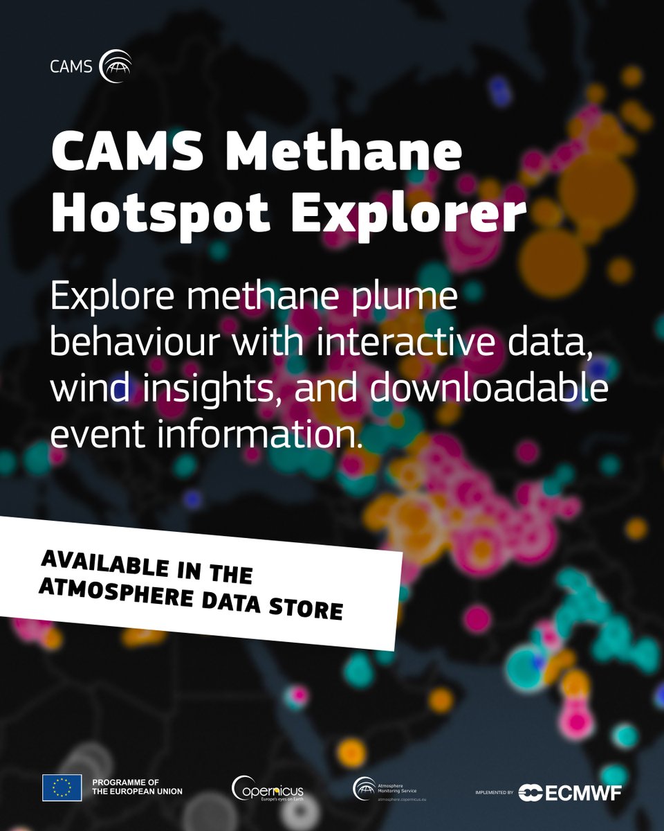 CopernicusECMWF's tweet photo. Did you know the Methane Hotspot Explorer from #CopernicusAtmosphere shows not only methane hotspots, but the shape and extent of methane plumes too? You can also access key event info, including date, time, coordinates, &amp; more, and download the data for analysis.

Explore ⬇️ https://t.co/f0wb6UkgbT