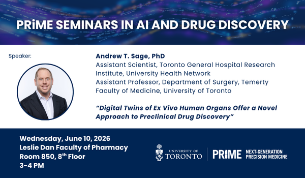 UofTPRiME's tweet photo. Join us for the next session in the PRiME Seminars in AI and Drug Discovery series with Andrew T. Sage, PhD!
 
“Digital Twins of Ex Vivo Human Organs Offer a Novel Approach to Preclinical Drug Discovery”
 
Register here: https://t.co/dPS9M5CZl8 https://t.co/Wdgfh9pyls