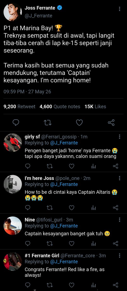 ninetyfourya's tweet photo. #jossgawin three tweets au
FerranteAltaris part of #ClearForLandingJG
(edisi kangen mereka) 

(1/3) Race safe, my fiance https://t.co/MmVpHhTKk7
