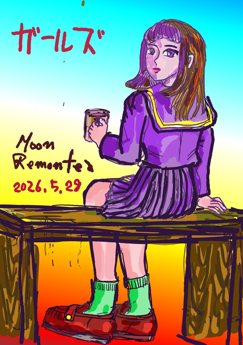 MoonRemontea's tweet photo. ガールズ🍎🍒　見返りポーズ　#女の子　#落書き https://t.co/Zk5fXz0F7H
