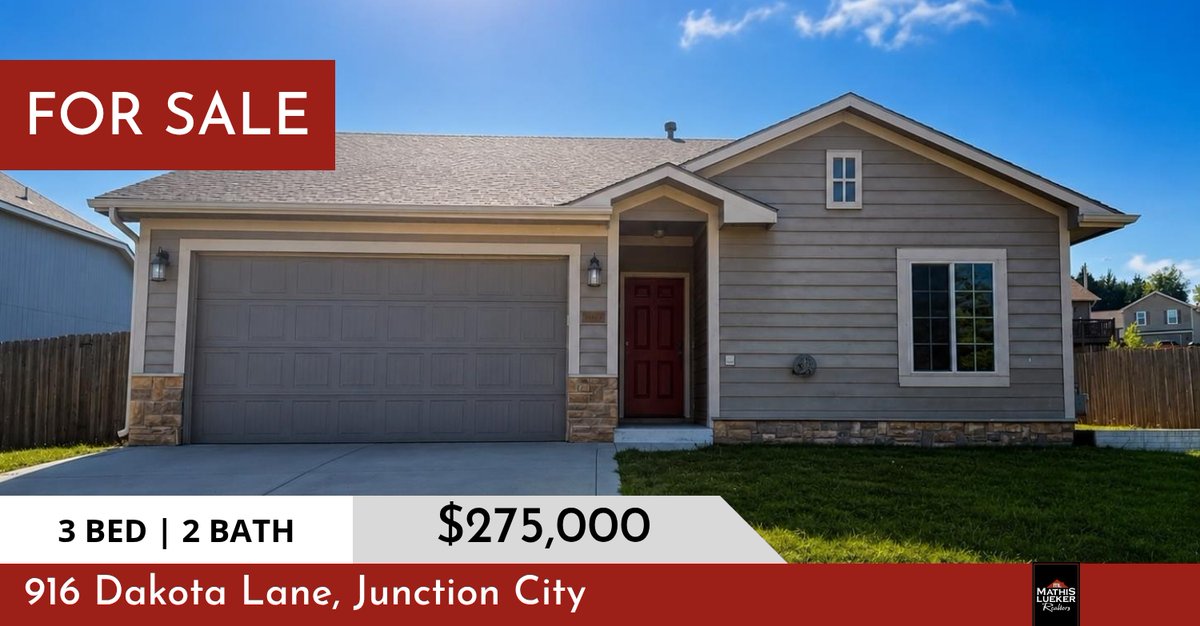 MathisLueker's tweet photo. Are you looking for a 3 bedroom 2 bath home in the Junction City area? If so, check out this listing before it's gone! Give Tricia a call at (785) 307-6587 for more information and to schedule a showing!

Mathis Lueker... https://t.co/zrZltk5gem https://t.co/yg0gOTQOUJ