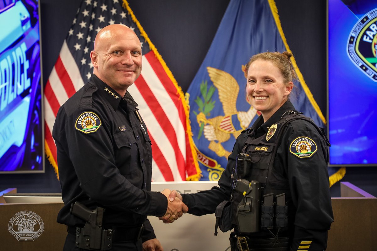 FargoPolice's tweet photo. Last night, May 26, the #FargoPD performed a field promotion to swear in newly appointed Lieutenant Jesseca White.

Lieutenant White will serve as a Night Shift Commander in the Neighborhood Services Division. She has been with the department since October 2008, most recently serving as a sergeant in the Professional Accountability Unit within the Professional Standards Division.

Throughout her career, Lieutenant White has demonstrated strong leadership, professionalism and a commitment to both the department and the community she serves. As she steps into this new role, she will help lead and mentors officers on patrol and support critical overnight operations across the city.

Congratulations, Lieutenant White, on achieving this well-earned milestone in your law enforcement career.