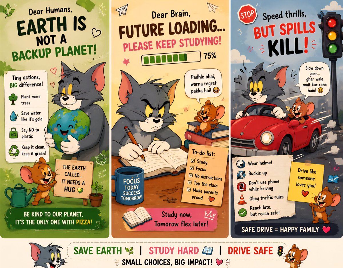 Dipankarango's tweet photo. Saving Earth 🌍, studying 📚, and driving safe 🚦 because life is already enough drama without extra side quests 😭✋

#TomAndJerry #SaveEarth #StudyHard #RoadSafety #FunnyPost #TrendingNow https://t.co/D8KcvGXwwG