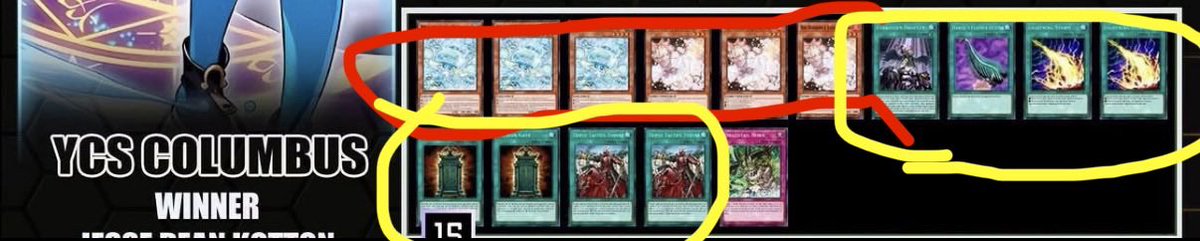 Razitar88's tweet photo. @DejaWukong @TFly0205 @jakeyeatonYGO Red: handtraps. Yellow: board breakers. Having specific cards for specific situations in the sidedeck is not a new thing and has been around since yugiohs inception. Instead of playing Raigeki and dark hole, people are playing illusion gate or droplet etc. https://t.co/RkBjyVQabw
