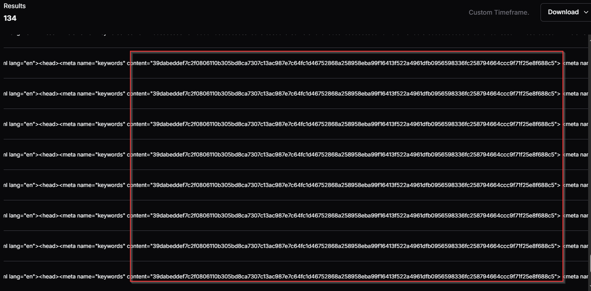 Huntio's tweet photo. The operators made one mistake. Every phishing page in the campaign carried the same 128-character metadata hash in the HTML.

Four HuntSQL pivots. One fingerprint. 1,628 URLs mapped across three continents.

👉 Full infrastructure breakdown, detection strategies, and HuntSQL queries in the report: 

https://t.co/siQiZNVQN5