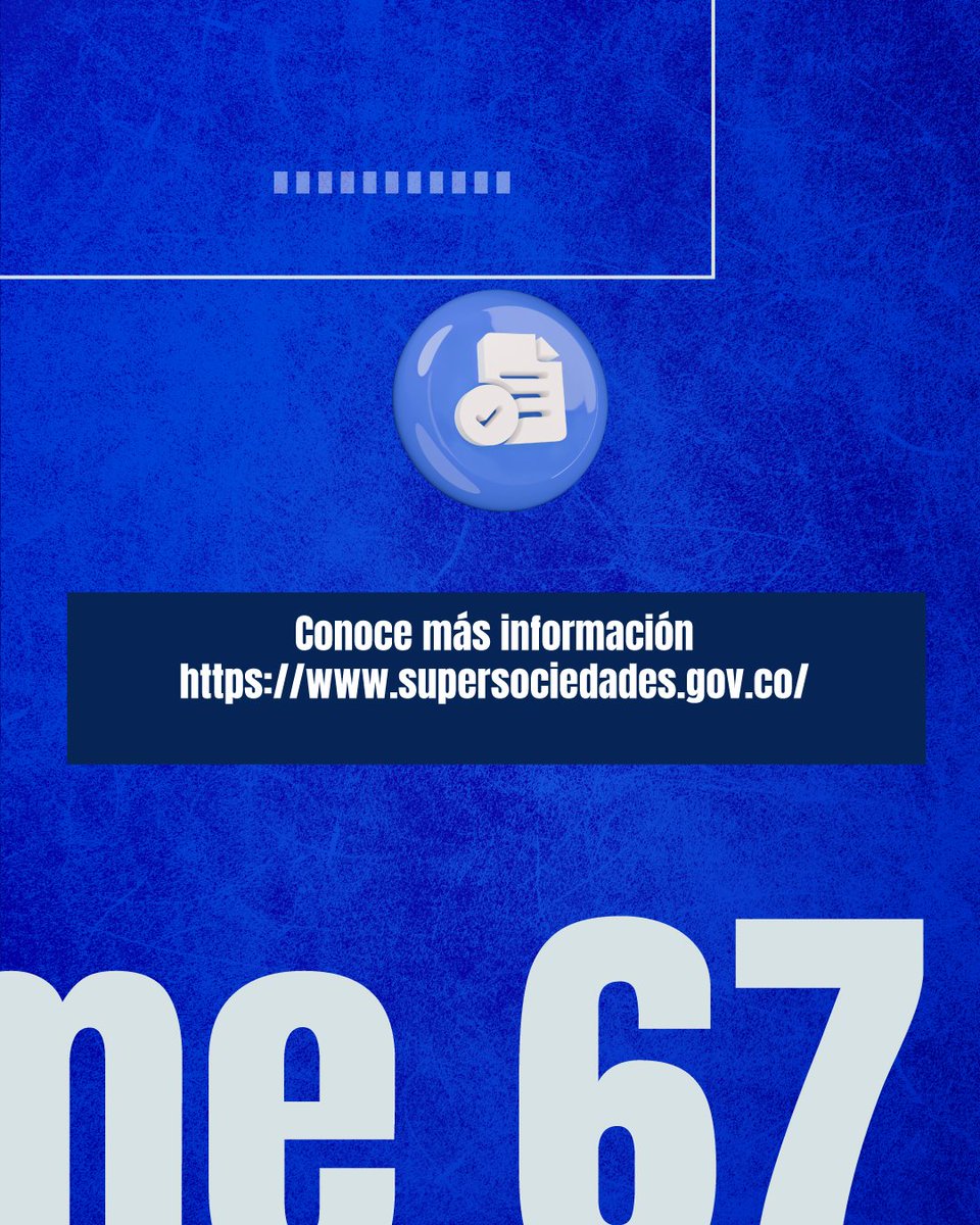 SSociedades's tweet photo. #Informe67 🛎️ |  Las sociedades de Beneficio e Interés Colectivo (BIC) deben presentar el Informe 67 correspondiente al corte 2025.

⏳ Recuerde que la fecha límite para su presentación es el 31 de mayo de 2026.

🔗 Más información: https://t.co/NVbQrEl1AU https://t.co/4IbPxxUOEN
