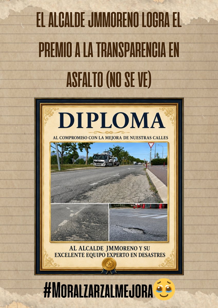 VecinosMP's tweet photo. ❌La gestión del alcalde y su nefasto equipo es un meme

Las empresas de amortiguadores y neumáticos patrocinan esta publicación 

Vecinos x Moralzarzal ejecutará el plan bianual ya desarrollado en la anterior legislatura, para recuperar el buen estado del asfaltado #Moralzarzal https://t.co/jFs7pIE1OV