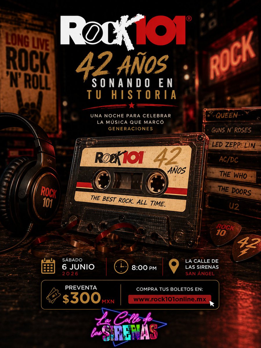 r101ck's tweet photo. La música cambia.
El rock permanece. 🤘

Celebra 42 años de Rock101 con nosotros.

🎟️ Compra aquí: https://t.co/HXRWTQhIRM
#Rock101cuarentay2 https://t.co/IwDWGLAKCk