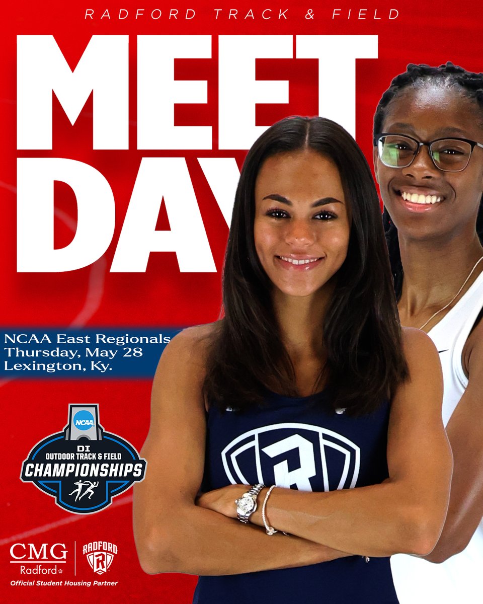 RadfordTrackXC's tweet photo. Competing against the best at @NCAATrackField East First Round!

🆚 NCAA East First Round
⏰ Long Jump 6:00 p.m., 400m 7:25 p.m.
📌 Lexington, Ky.
🖥️ https://t.co/H0JVuRoOdJ (ESPN+)
📊 https://t.co/aSpRbPgkWx

#RiseAndDefend https://t.co/vLXk842D9U