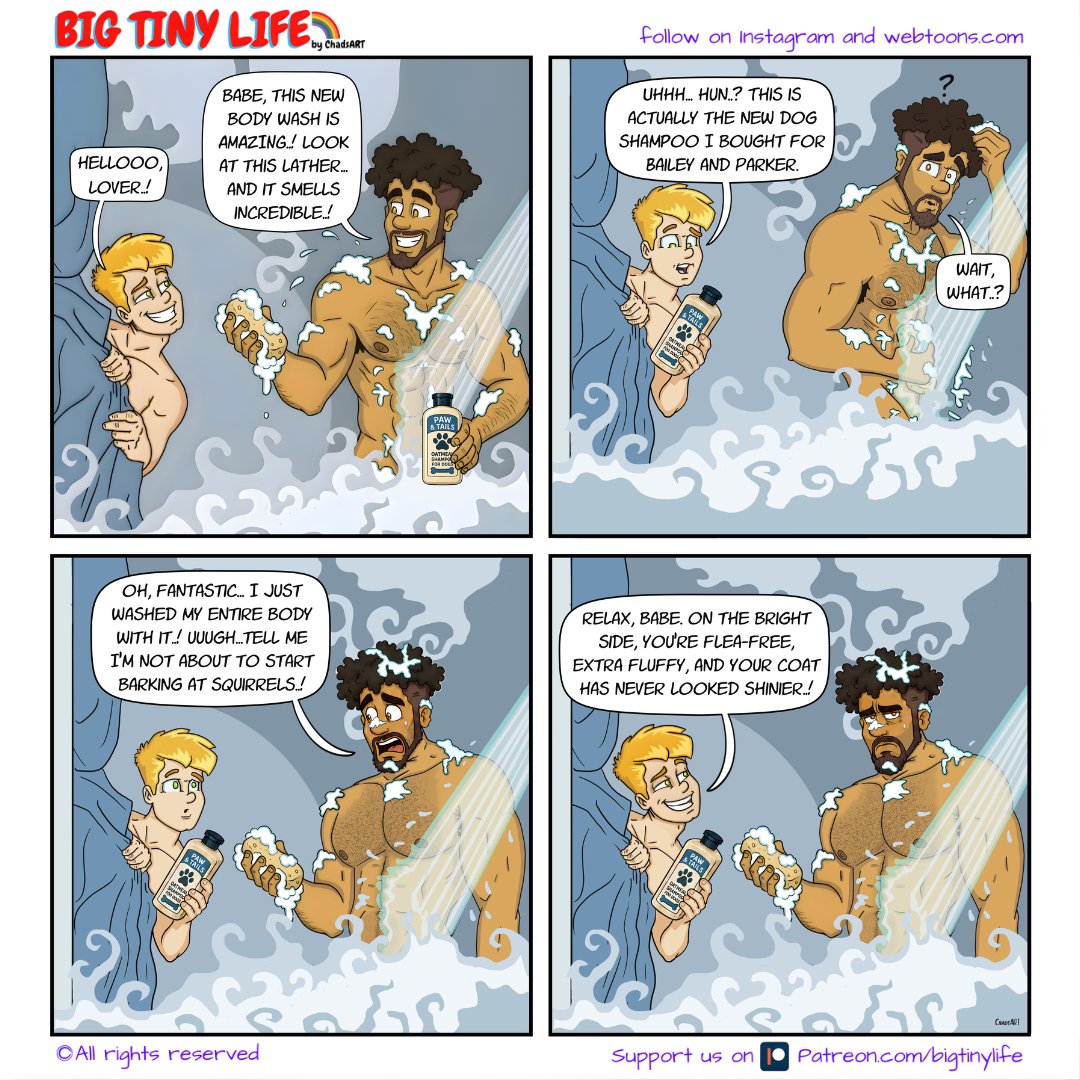 chadsartworld's tweet photo. BTL Ep. 404 "Body Wash"
Join us on Patreon https://t.co/6i55hawewK
Check us out on YouTube...don't forget to subscribe
#instagramcomic #comicstripart #gaycomics #gaycouplelife #gaycouples #gaycartoon #funnycomic #comicfun #gayrelationships #lgbtpost #gayshower #cutecomics https://t.co/JiwpGv17IZ