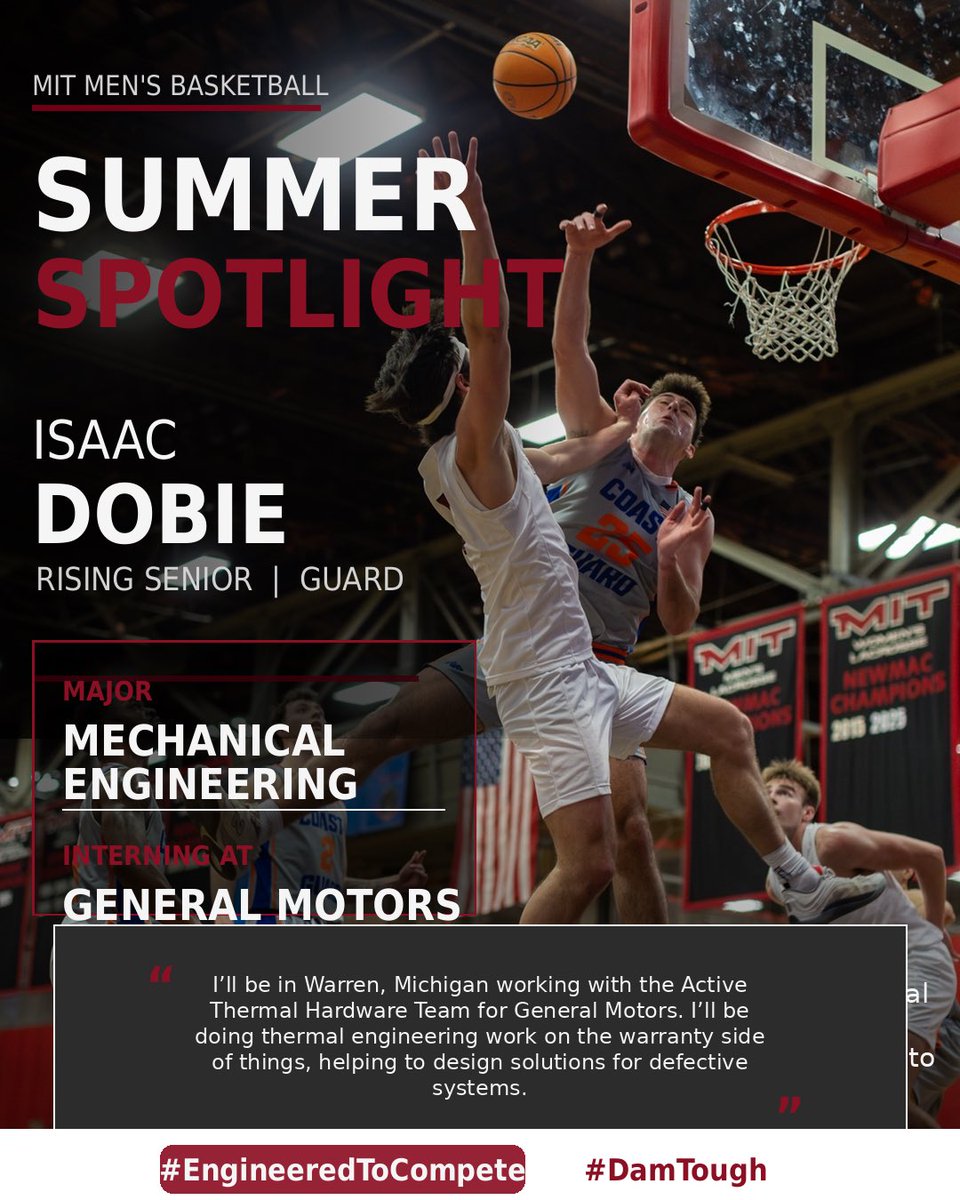 MITEngineersMBB's tweet photo. 📸 𝙎𝙪𝙢𝙢𝙚𝙧 𝙎𝙥𝙤𝙩𝙡𝙞𝙜𝙝𝙩: Isaac Dobie

Check out what Rising Senior Isaac Dobie is up to this summer!

#EngineeredToCompete | #DamTough https://t.co/sxWypeLqvI