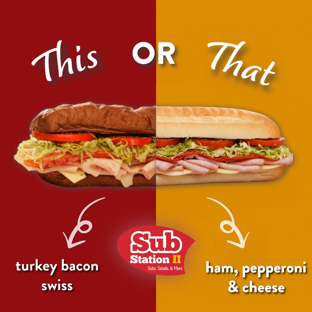 ssiiSmyrna's tweet photo. Midweek slump? Sounds like a good excuse to try something new 😌🥪 "This" or "That"? 🤔 

#SubStationII #ItsHowWeMakeIt #MidweekSlump https://t.co/Rf3daUNifH