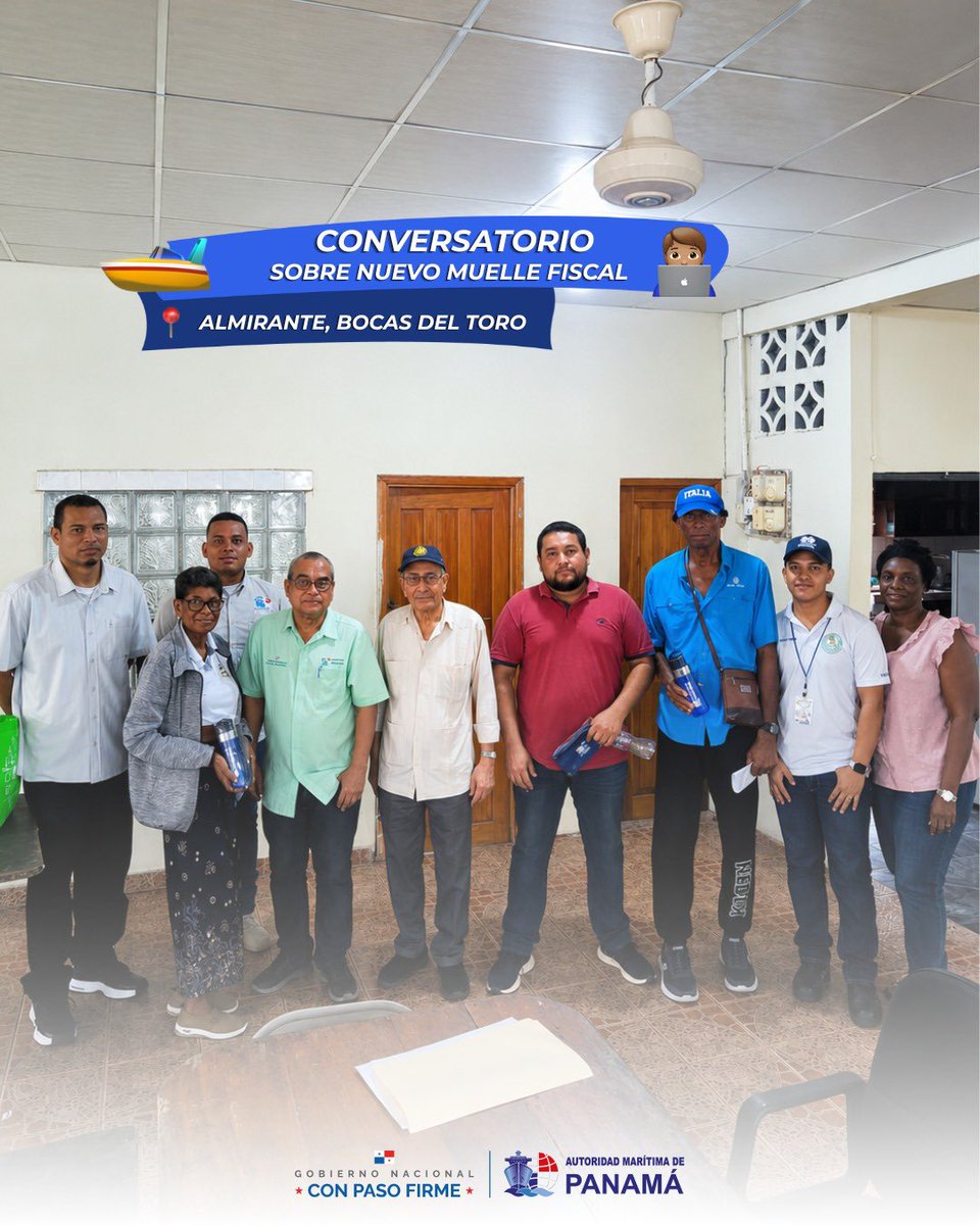 AMP_Panama's tweet photo. ⚓🤝 La Autoridad Marítima de Panamá, a través de sus representantes en Bocas del Toro, realizó un conversatorio con moradores del distrito de Almirante interesados en conocer los detalles del proyecto de construcción del nuevo Muelle Fiscal de Almirante. https://t.co/bXm6VDYlmr