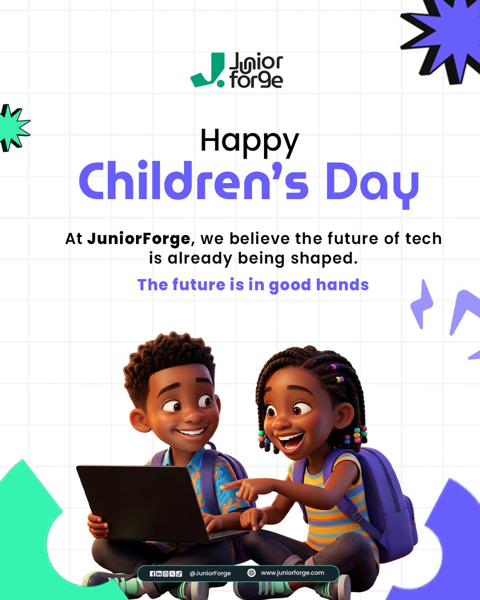 junior_forge's tweet photo. They say the future is unknown. We say the future is already here. 🚀
 
At JuniorForge, we believe the future of tech is being shaped right now. Young minds are creative, smart, and ready to change the world.
 
Happy Children’s Day. The future is in good hands. https://t.co/LKlhKSAImr