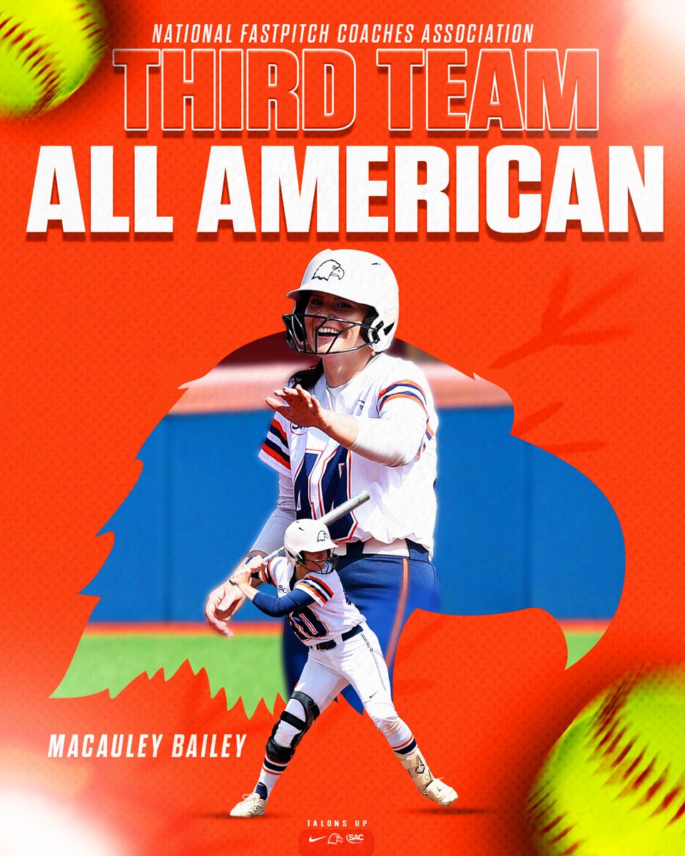 CN_Eagles's tweet photo. 🌟 𝘼𝙇𝙇-𝘼𝙈𝙀𝙍𝙄𝘾𝘼𝙉  🇺🇸

🥎 Congratulations to @MacauleyBailey on earning Third Team All-America honors by the @NFCAorg ‼️

👀 This is Bailey's second All-American honor after earning it in 2022

📋 https://t.co/juiT6el1qD

#TalonsUp x @cnsball https://t.co/idTfkS8bOR
