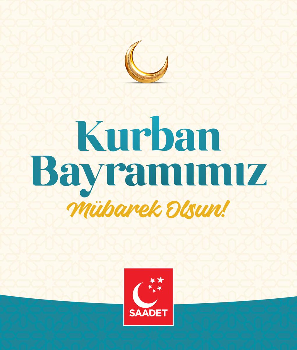 SaadetPartisi12's tweet photo. Her haneye sevinç getirmesi duasıyla; paylaşma ve yakınlaşma vesilemiz olan Kurban Bayramımız mübarek olsun. https://t.co/NxuVJHel6S