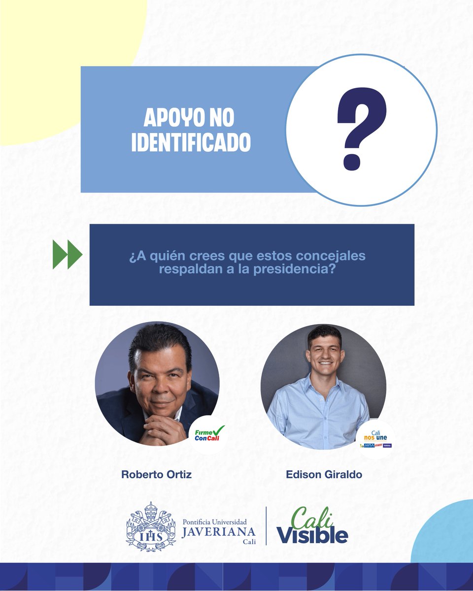 CaliVisible's tweet photo. (6/6)
En el caso de @RobertoOrtizU y @Edison_Concejal, sus partidos no han apoyado públicamente a ningún candidato. 

¿A quién crees que apoyan estos concejales? https://t.co/aYz2GIGb6J