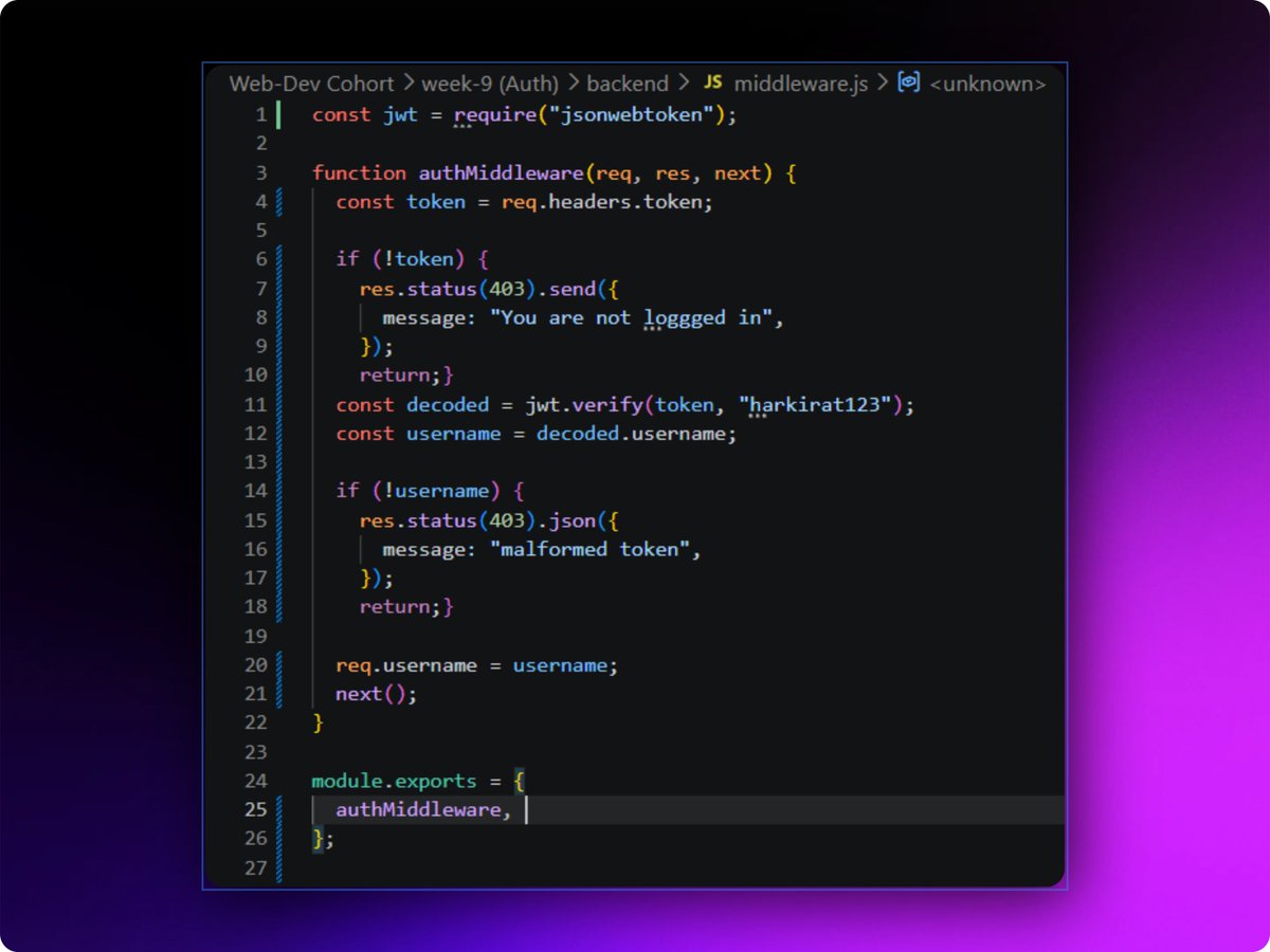 hardik_varma74's tweet photo. Day 20/100 of #100DaysodCode

Backend Dev → 5 hours
– Built a notes app with JWT auth
– Signup/login functionality
– Users can access only their own notes
– Learned cookies &amp; session management
– Practiced auth patterns

Slow progress, but shipping.
#buildinpublic @100xDevs https://t.co/9afWuWL7VS