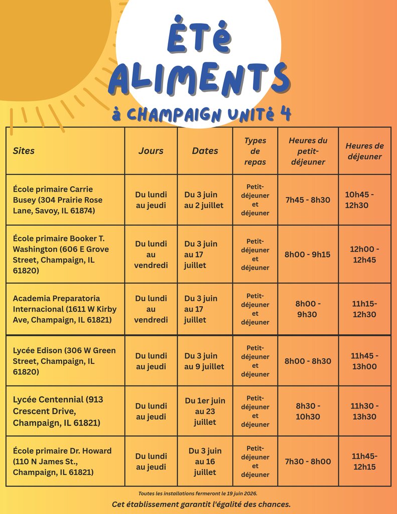 Unit4Schools's tweet photo. Free summer meals for children 18 and younger begin next week through Unit 4’s Summer Food Service Program!

Breakfast and lunch will be available at locations across the community at no cost to families.

Visit https://t.co/cAJWqZJRpa for more info! https://t.co/bxV05wo2dm