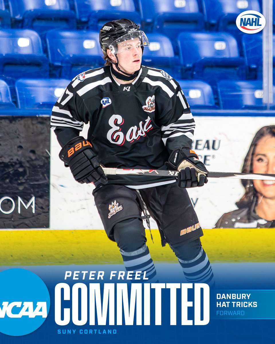 NAHLHockey's tweet photo. #NAHL Commitment Alert: @HatTricksNAHL alternate captain, Peter Freel, has committed to play NCAA hockey for @CortlandMhky.

📰: https://t.co/aIJYdCfkuw
#CollegeReady https://t.co/5nTk5L2KEb