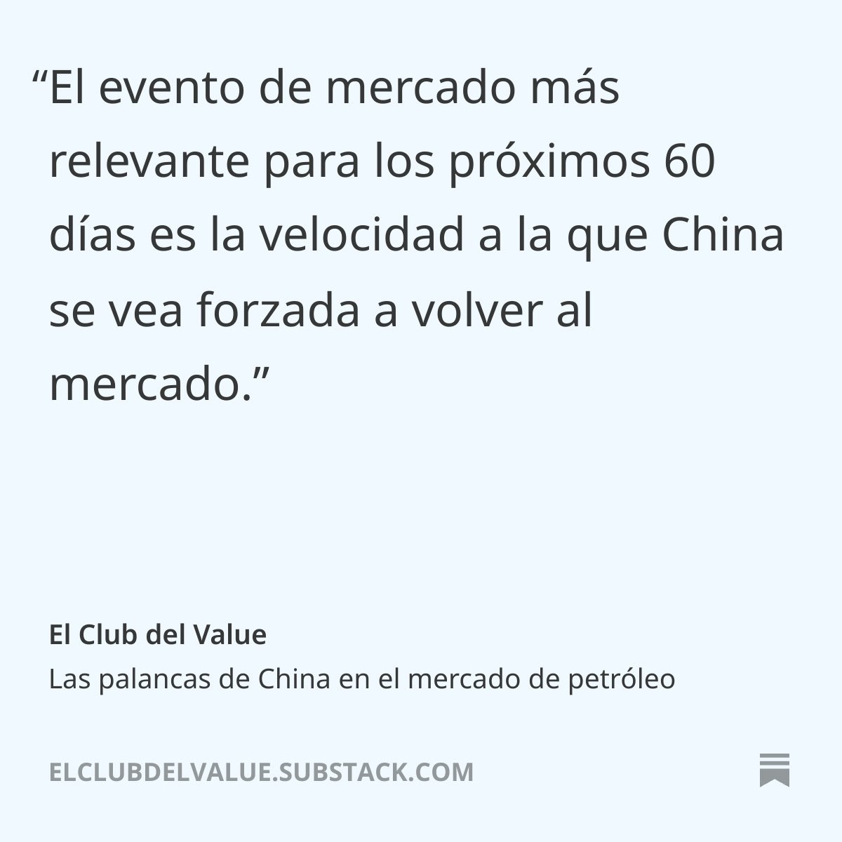 ClubdelValue's tweet photo. Nuevo artículo en abierto sobre China y el mercado del petróleo.
Link en el siguiente tweet. https://t.co/5yIS92KvBe