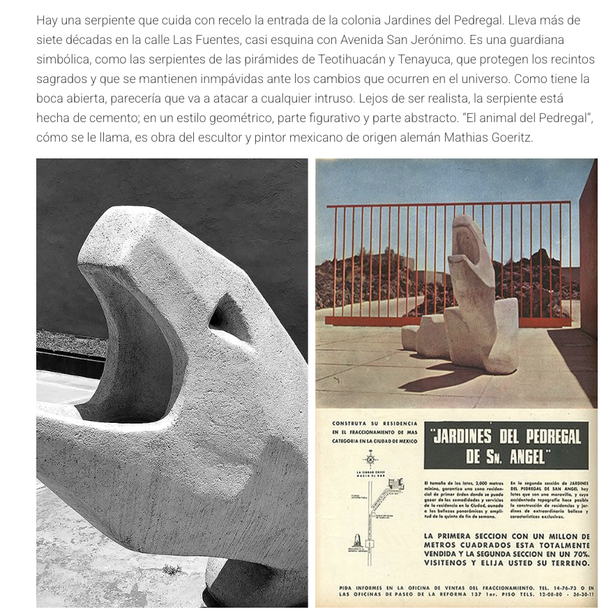 localmx_'s tweet photo. #MathiasGoeritz Desde 1951, “El Animal del Pedregal” (parte de nuestra fauna de concreto) de Mathias Goeritz guarda las puertas de Jardines del Pedregal. https://t.co/A7jceh6dAE https://t.co/qF1Jj3Coij