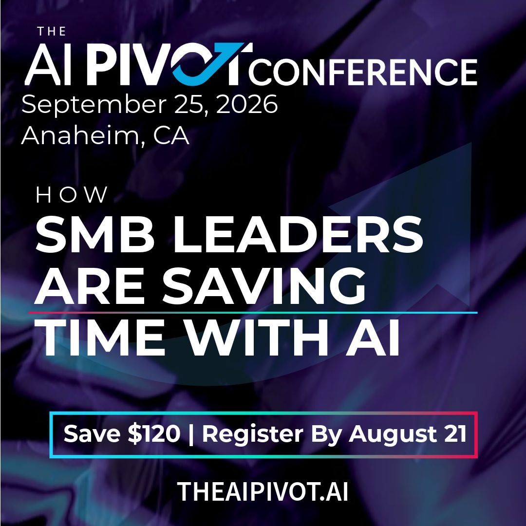 Live360events's tweet photo. Running a small or midsized business means every hour and every decision matters.
 
At The AI Pivot Conference, you’ll gain practical AI strategies you can put to work immediately.

Register now: https://t.co/SejJAL7Pyy https://t.co/bFdHvtZ9wX