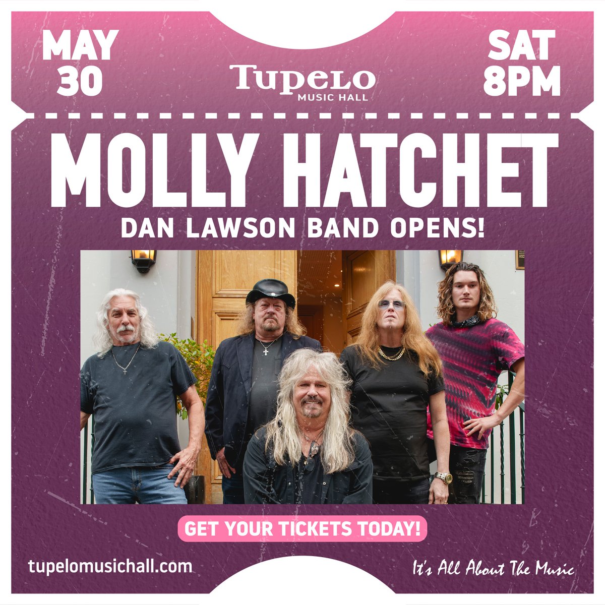 TupeloHall's tweet photo. Where are our southern rock lovers?! Molly Hatchet is bringing the heat to the Tupelo Music Hall stage this Saturday night! 

🎟️ Grab your tickets now before they’re gone:  https://t.co/nB2Vla9c9w https://t.co/uNrjpb0AIQ