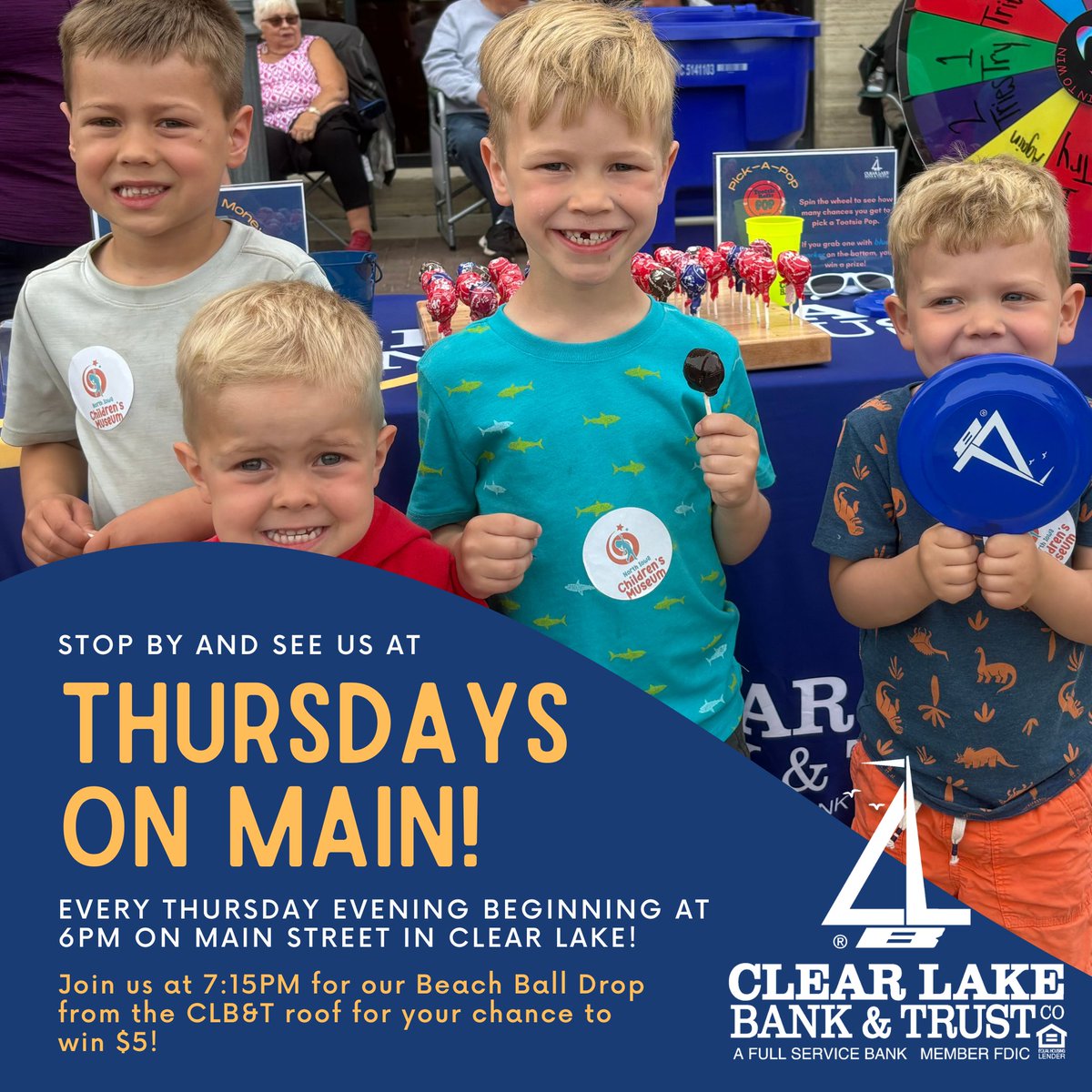 CLBankAndTrust's tweet photo. We're gearing up for the first 'Thursdays on Main' of the year tomorrow! Stop by and see us, and make sure to stick around for the beach ball drop for your chance to win $5! We'll see you there. https://t.co/ftKFeoTqat