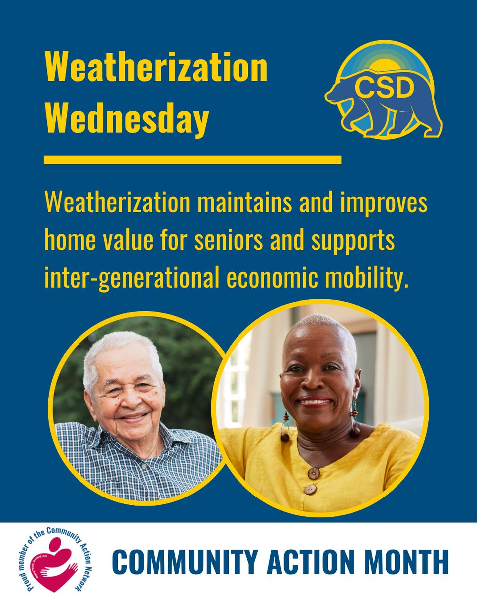 ca_csd's tweet photo. #Weatherization maintains and improves home value for seniors and supports inter-generational economic mobility. #WeatherizationWednesday #CommunityActionMonth #WeatherizationWorks https://t.co/WjiveKWdW0
