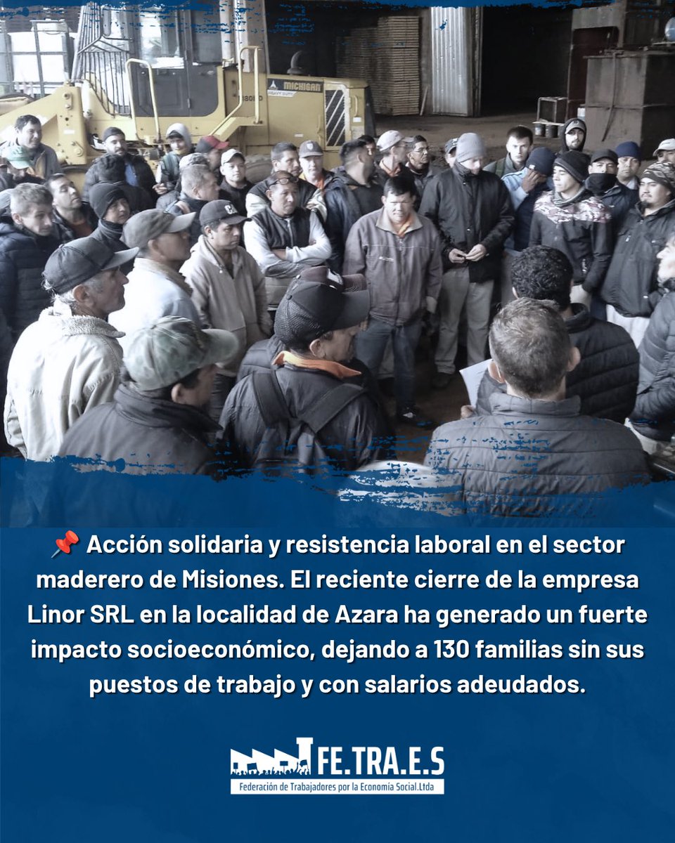 FetraesA's tweet photo. Frente a la falta de ingresos, la FeTraES envió de forma urgente una donación de alimentos y artículos de higiene personal para asistir a todas las familias damnificadas por el cierre del aserradero Linor SRL. #fetraes https://t.co/iimqXEjwTZ